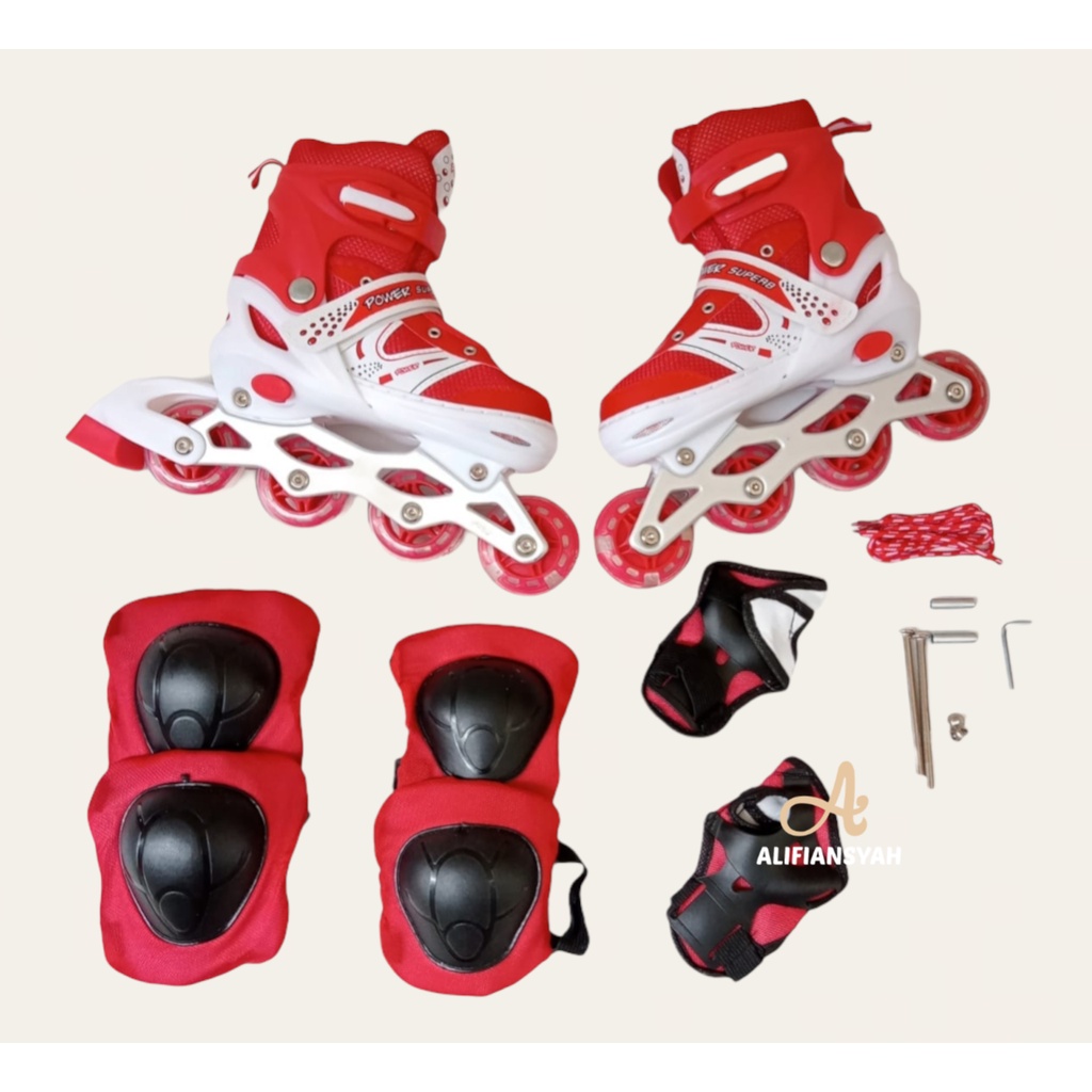 Sepatu Roda Inline skate Power Passion Fullset Pelindung dan Helm