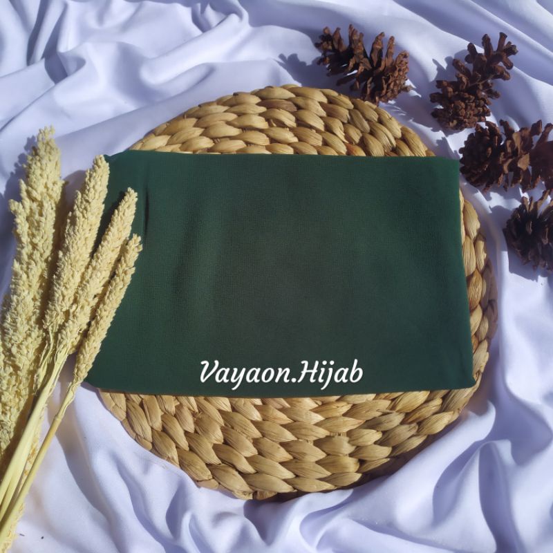 (GRAB INSTAN) HIJAB PASHMINA CERUTY 200x75 JILBAB PASHMINA CERUTY BABYDOLL PREMIUM TEPI JAHIT-Hijau botol