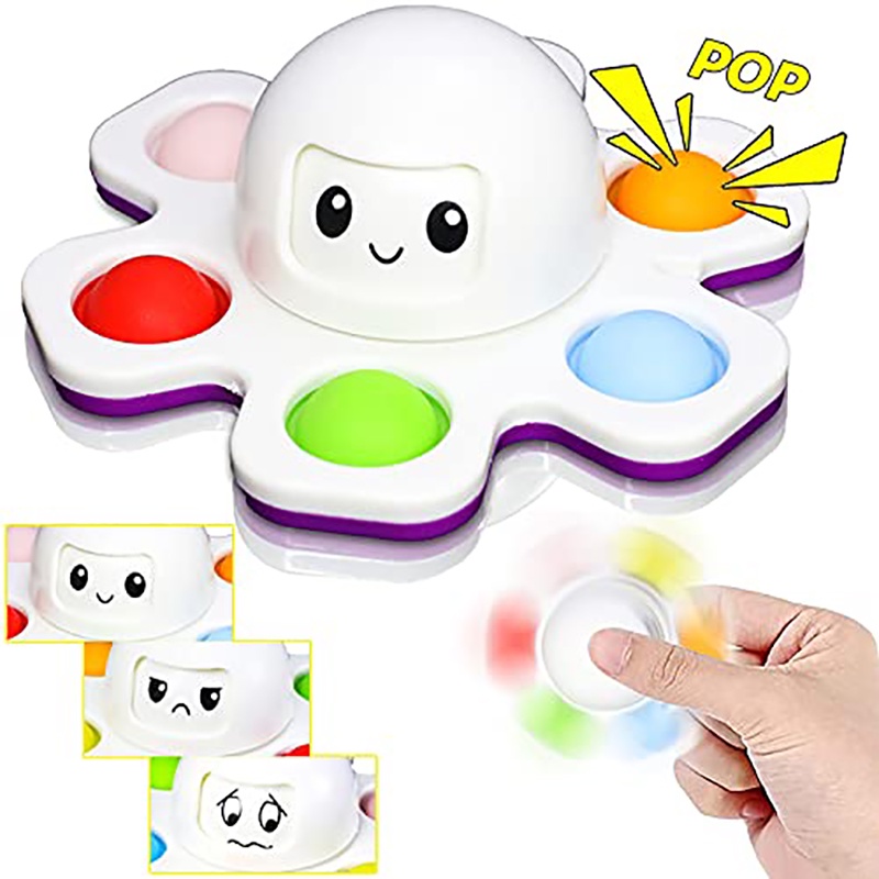 New Design Autism Stress Relief Silicone Flip Flip Face-changing Octopus Doll Push Pop Bubble Fidget Spinner Toy