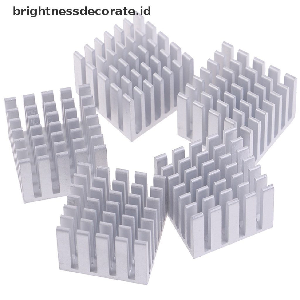 5 Pcs Chip Pendingin Heatsink CPU GPU Bahan Aluminum Ukuran 20x20 X 15mm