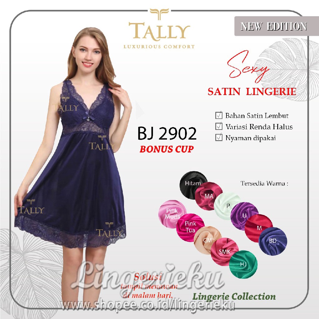 LINGERIE TALLY 2902 BAJU TIDUR SEKSI LINGERIE SATIN IMPORT