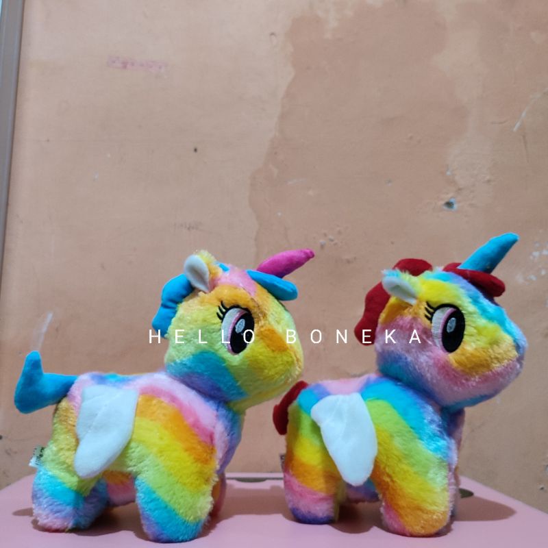 Boneka Kuda Pony Unicorn Rainbow Bertanduk Soft Doll Little Poni Lucu Bahan Halus Lembut