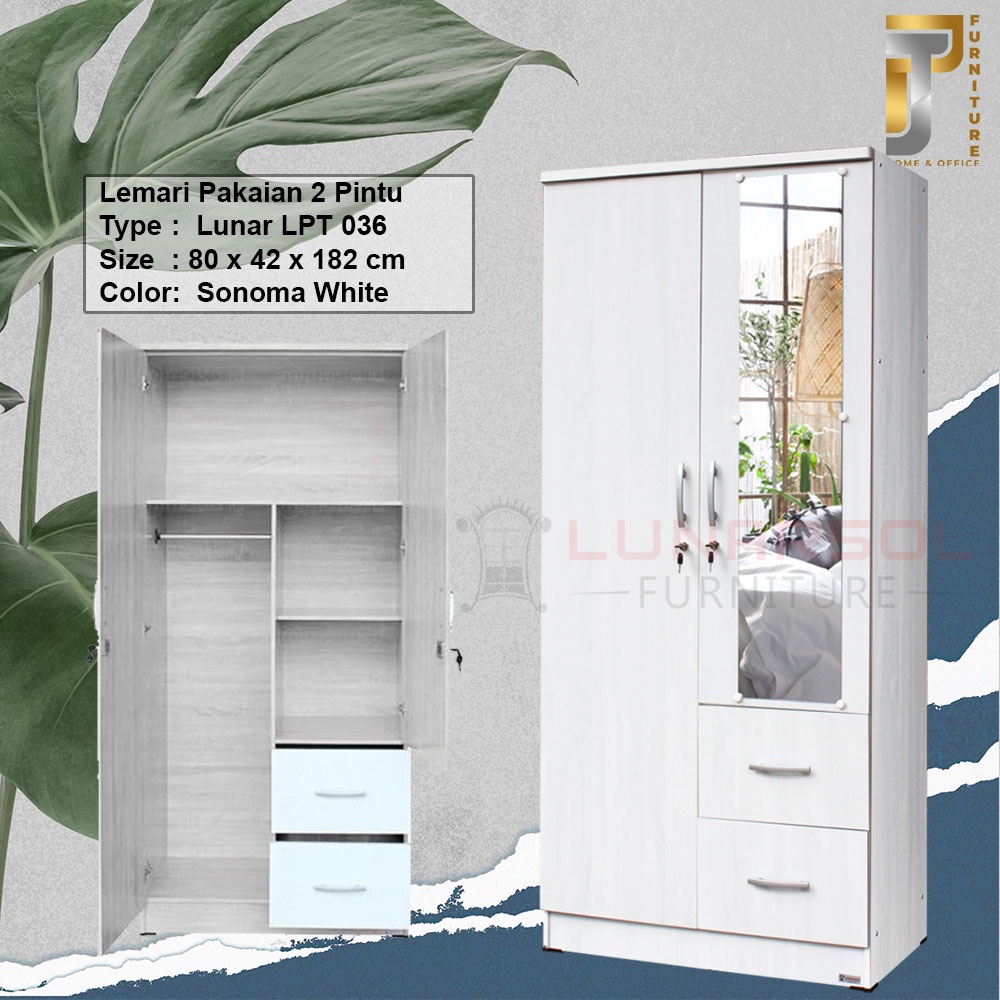 Lemari Pakaian Lemari Baju Lunar LPT 036 Minimalis Murah Pontianak