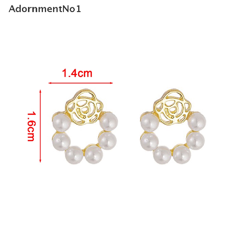 (AdornmentNo1) Anting Tusuk Gantung Desain Bunga Mawar Hollow Hias Mutiara Imitasi Untuk Wanita