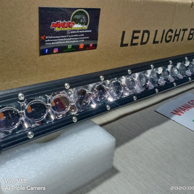 

Ledbar slim singel row lensa 2 warna putih kuning 105 cm 180 Watt