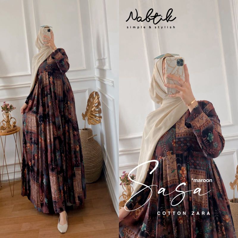 gamis wanita terbaru muslimah SASA original by nabtik