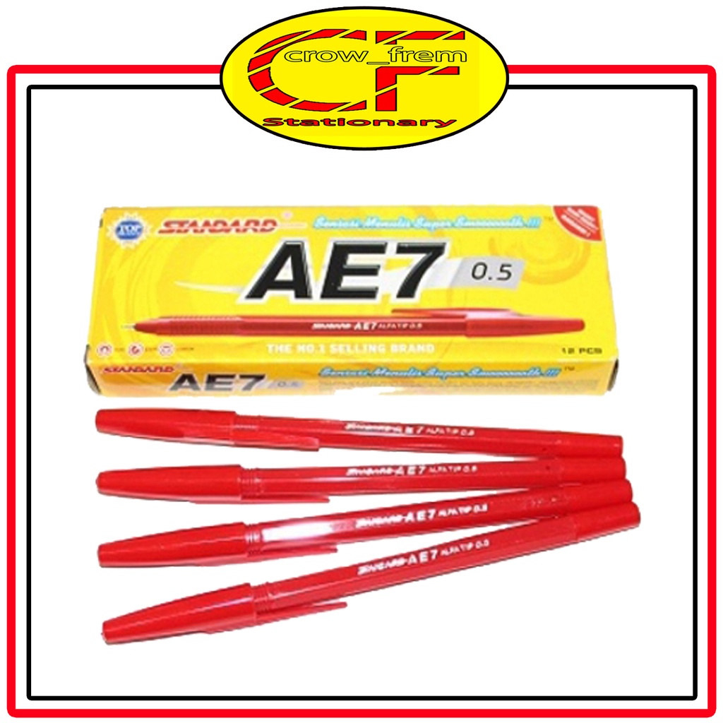 

Pulpen STANDARD AE7 MERAH 1 Pack / 1 Lusin