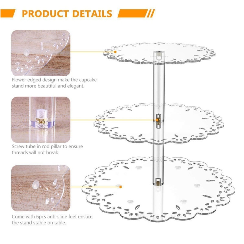 Stand Holder Display Kue 3 Tingkat Untuk Baby Shower / Ulang Tahun / Pernikahan