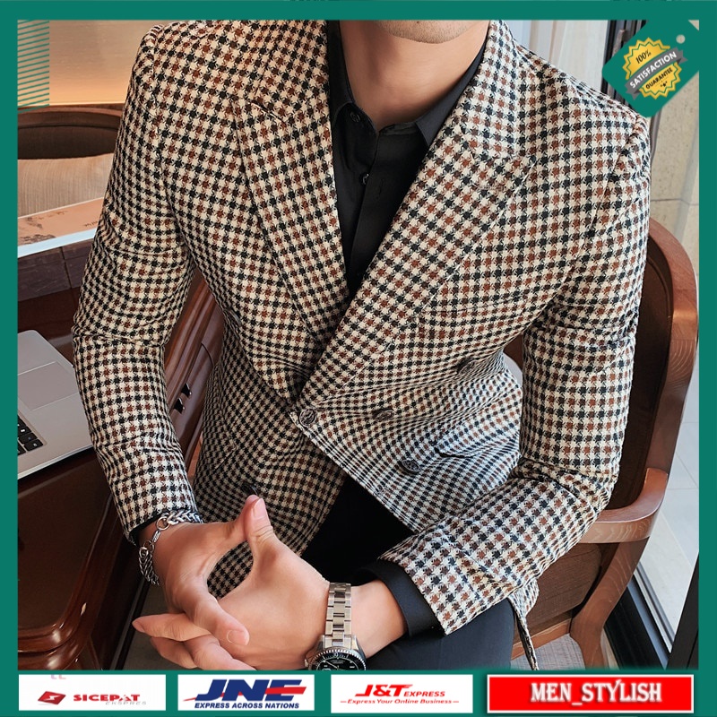 Blazer Pria Casual Premium Men's Blazer  Fashion High Quality Men's Korean Version of The Classic Pl