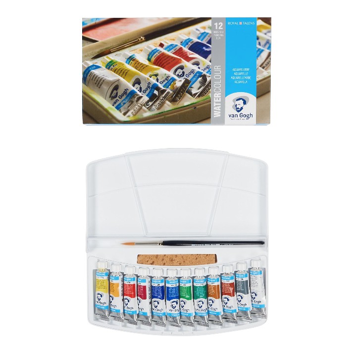 Van Gogh Watercolour Plastic Case Set with 12 Colours in 10ml Tube