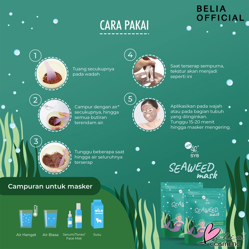 ❤ BELIA ❤ SYB Seaweed Mask Sachet | Seaweed Mask | Masker Wajah