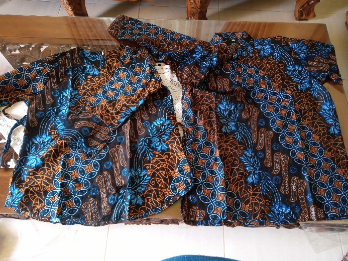 Atasan Batik Couple Seno Biru M L Xl Xxl