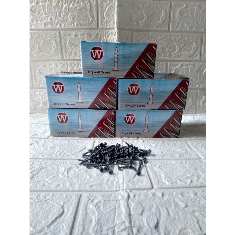 Skrup Gypsum ukuran 6x1 panjang 2,5cm 100pcs Sekrup Giysum 100pcs pcs Sekrup Gypsum/kayu 6x1 isi 100