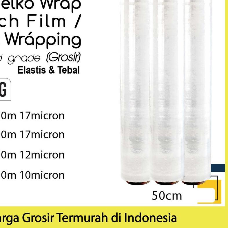 

★ Plastik Wraping Stretch Film 50cm BENING DELKOWRAP TEBAL CLEAR PREMIUM / SATUAN ♤