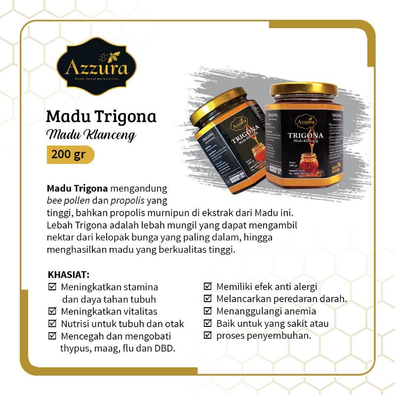 

Madu Azzura - Madu Trigona Klanceng Kelulut Teuweul Original 100% Asli Murni dan Alami 200gr