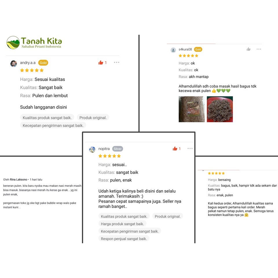 

ADY78 Beras Merah Sosoh Pulen, Empuk, Enak dan Masih Fresh Langsung Dari Sah Sendiri (5kg)