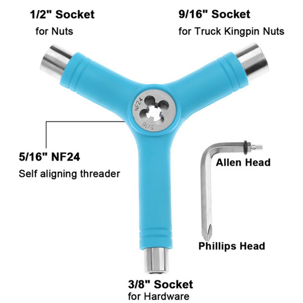 Lanfy Obeng Soket Profesional Multi-Fungsional Roller Skate Skateboard Repair Tools Heavy Duty Wrench Skateboard Adjusting Y-tool
