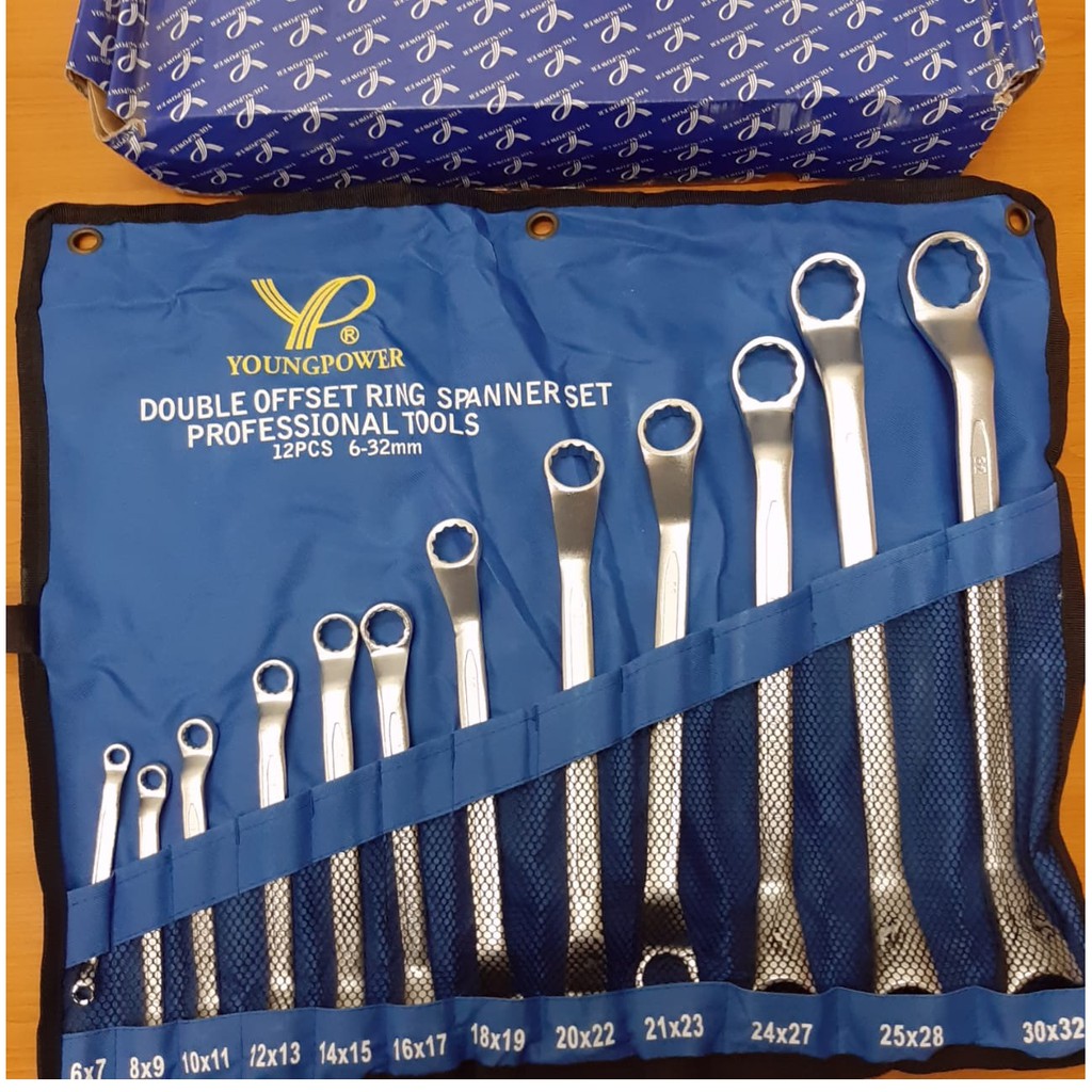 KUNCI RING SET// DOUBLE OFFSET RING SPANNER 12 PCS 6-32MM YOUNG POWER