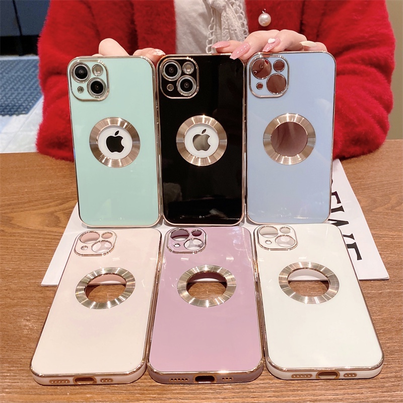 High-end luxury electroplating TPU case iphone 11 pro max 13 12 pro max with empty logo with lens all-inclusive soft shell anti-fall protective cover