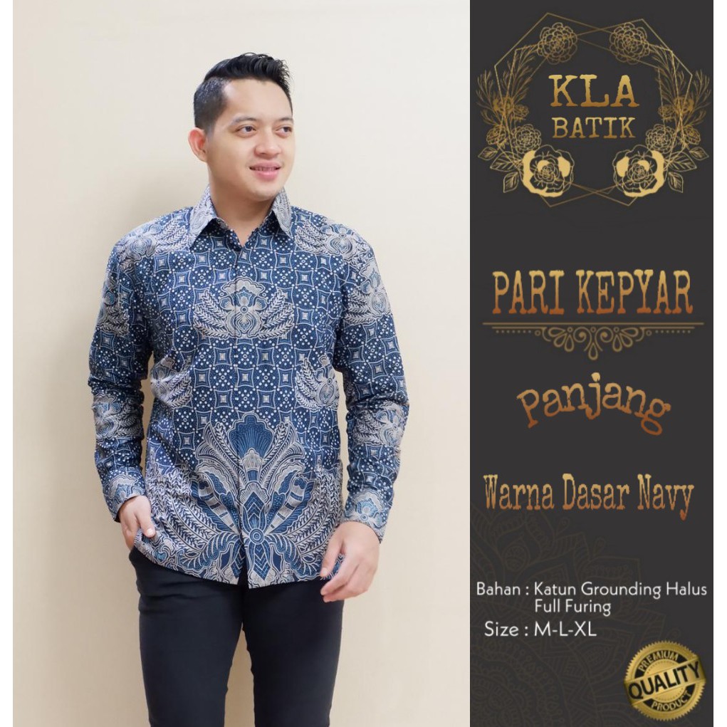 PARI KEPYAR Atasan Kemeja Batik Pria Lapis Furing PREMIUM Lengan Panjang Batik KLA Solo