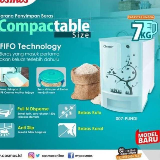 Cosmos 007 Pundi Sarana Penyimpan Beras [7 Kg] Rice Box Cosmos Tempat Beras Comos