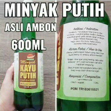 Minyak Kayu Putih Asli Ambon 600ml / Minyak Putih Asli Ambon / Minyak Putih Cap Gading 600ml