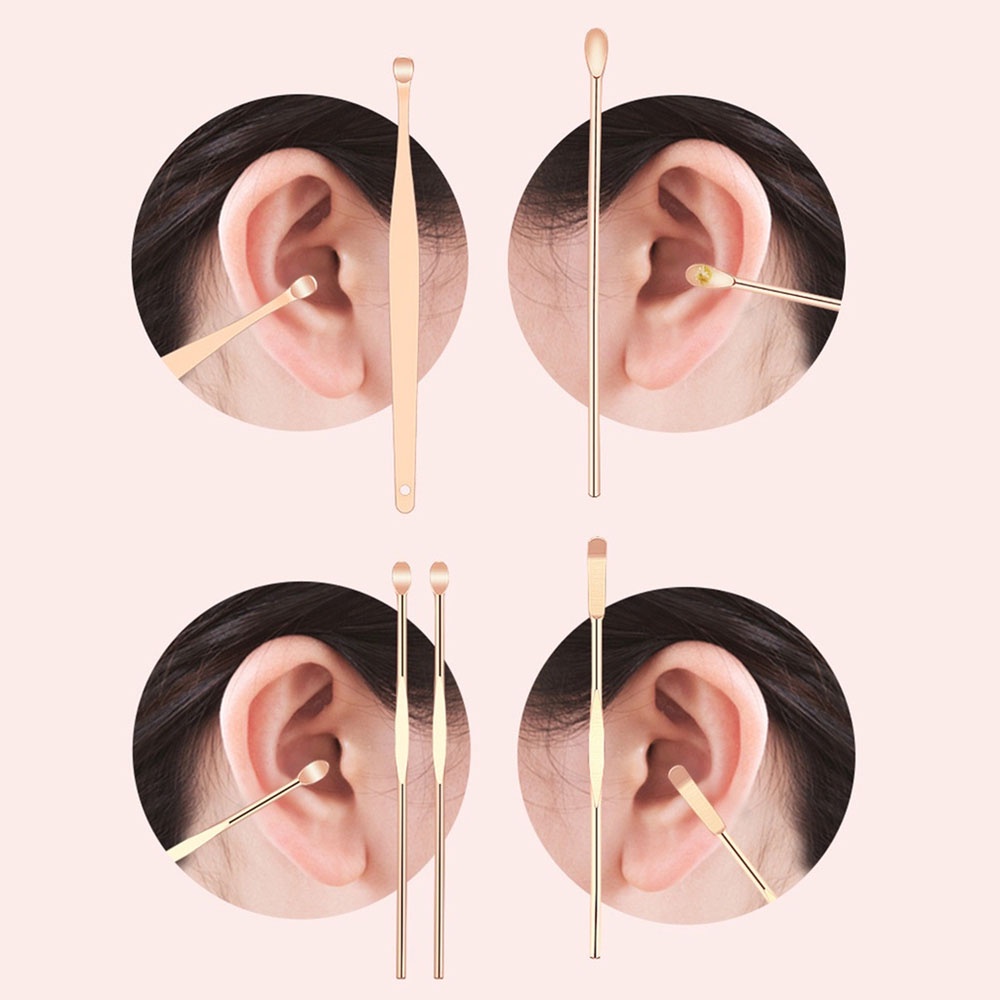 【COD Tangding】7pcs/set Stainless Steel Earscoop Set Earscoop Earwax Earpick Tool Receiver Portable