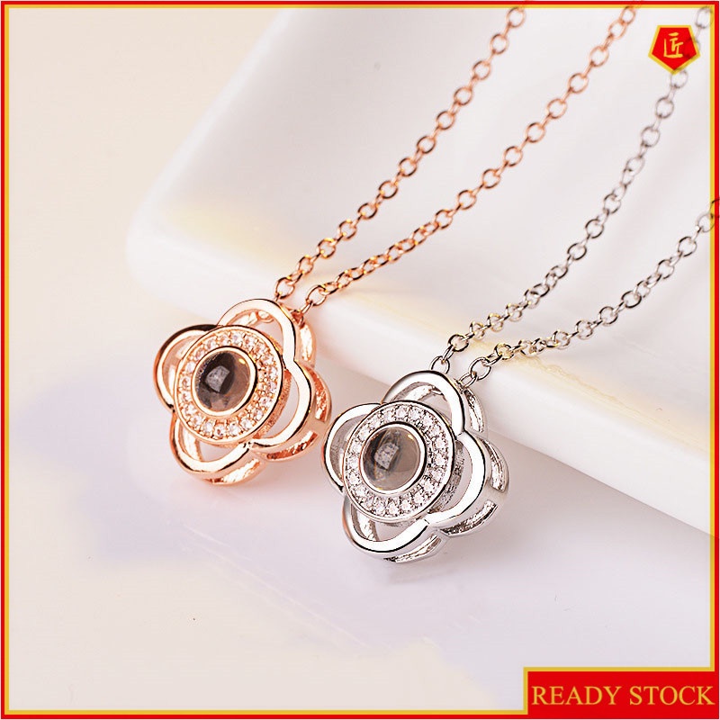 [Ready Stock]Fashion Personality Four-Leaf Clover Diamond Pendant Necklace