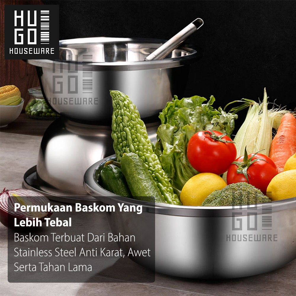 Baskom Stainless Steel Tebal Dalam Tinggi Mixing Bowl Kobokan 24-30 cm