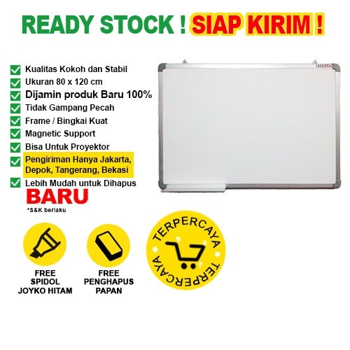 

Whiteboard / Papan Tulis Magnetic SAKANA 80x120 cm ( Single Face )