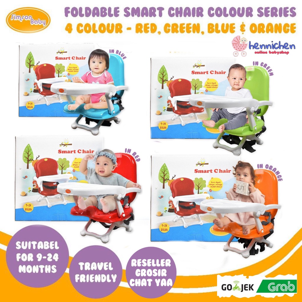 Simson Baby Foldable Smart Chair Colour Series / Kursi Makan Bayi