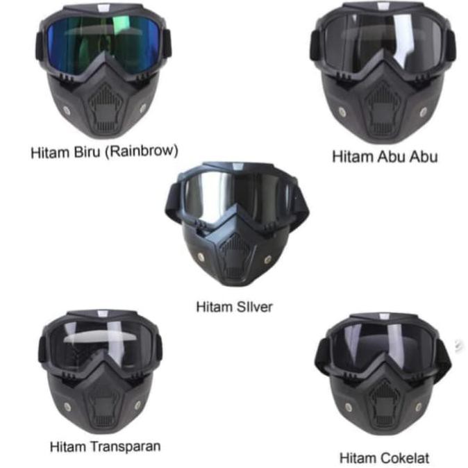 Kacamata Google Masker Helm Retro Googles Mask - Hitam Abu Murah