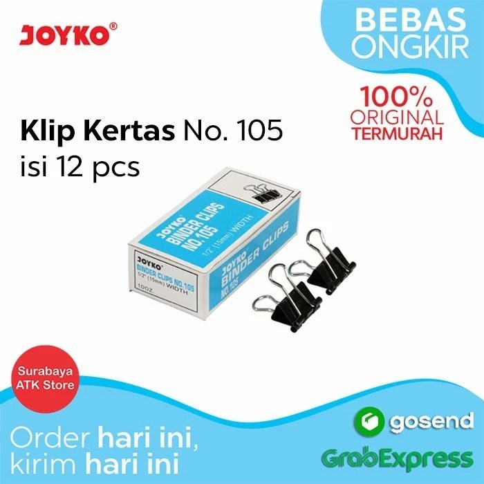 

Binder Clip / Klip / Penjepit Kertas Joyko 105 / 1 BOX 12 PCS