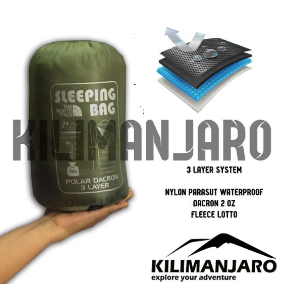 SB Sleeping Bag Waterproof 3 Layer 3 Lapis Sleeping Bag Super Hangat Super Hangan Dacron Polar