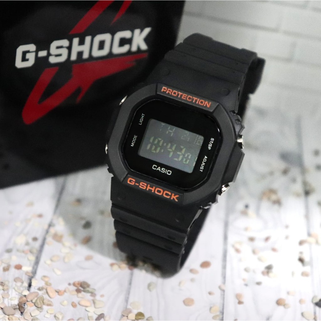 JAM TANGAN PRIA G-SHOCK CASIO DW 5600 FULL BLACK  HITAM MERAH HITAM PUTIH