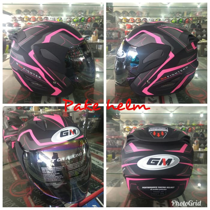 HELM GM FIGHTER GV2 BLACK PINK DOFF