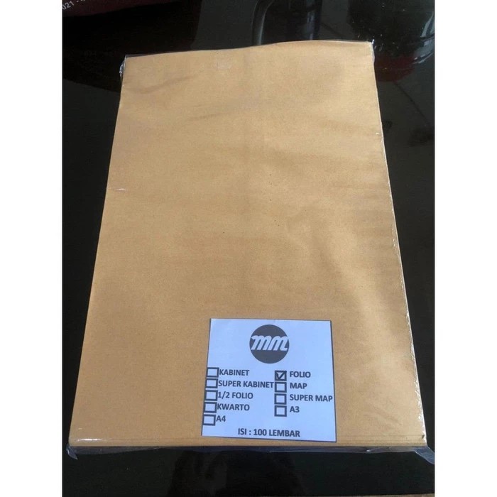 

Amplop Coklat MM 80gr Ukuran Folio (isi 100 lembar)