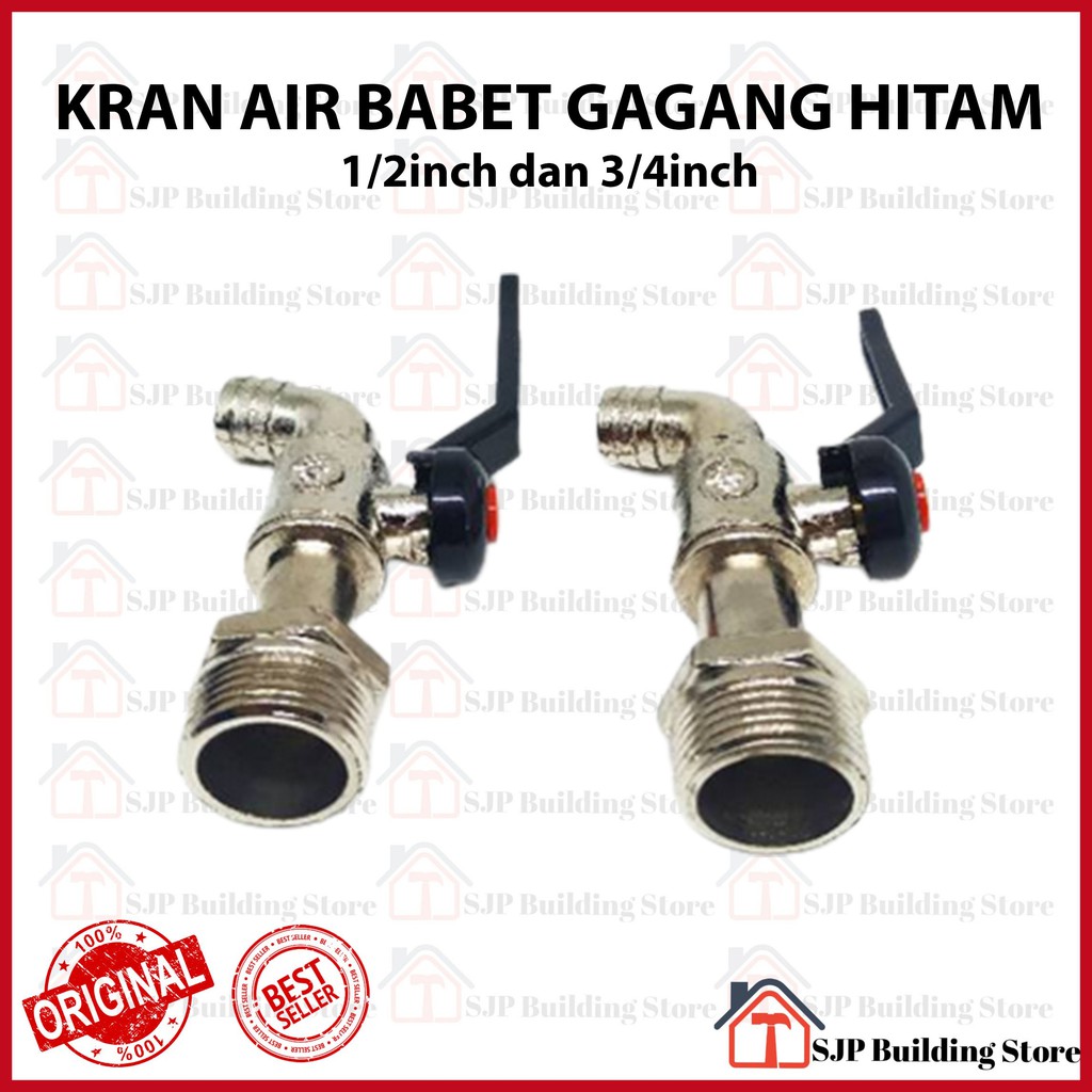 Kran Air Besi Gagang Hitam 1/2&quot; 3/4&quot; l Keran Tembok High Quality