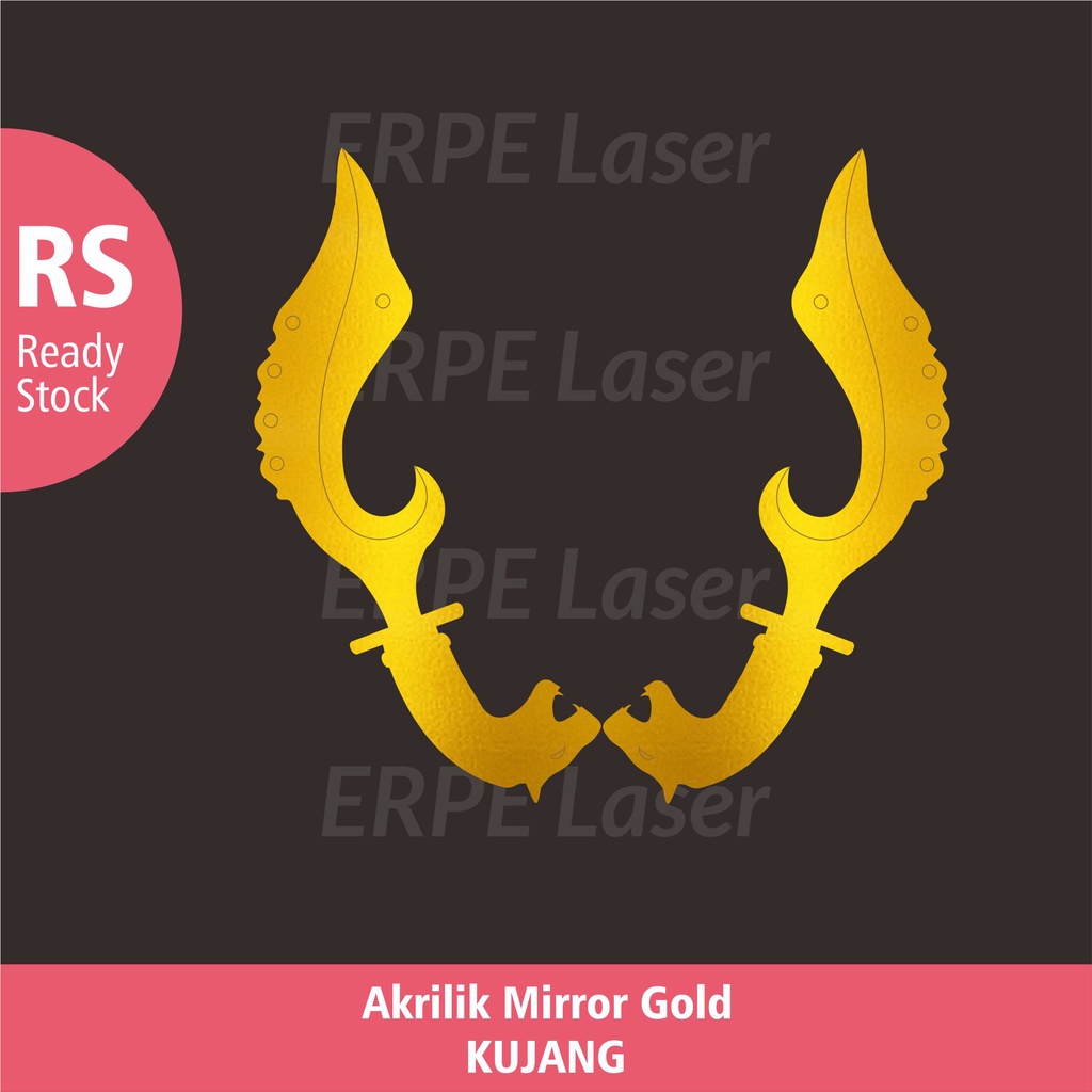 Kujang Akrilik Mirror Gold Dekorasi Mahar Kujang Akrilik Gold Dekorasi Hiasan Bahan Mahar
