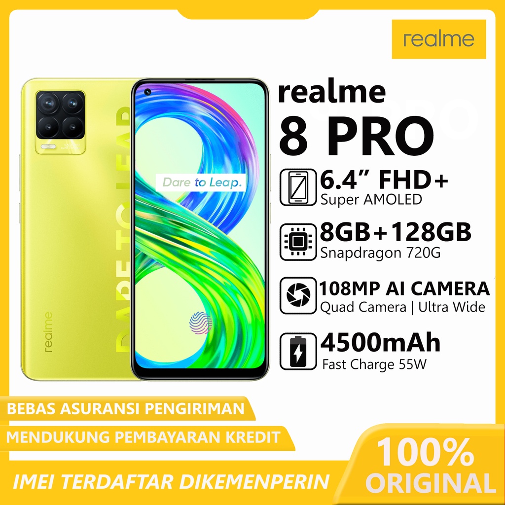 Realme 8 Pro 8/128GB -NFC-Garansi Resmi-yellow