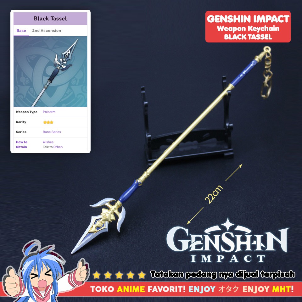 Gantungan Kunci Senjata Genshin Impact Black Tassel Tombak Weapon