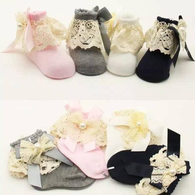 6S53 Kaos Kaki Bayi Perempuan Pita Dan Renda Best Seller H6Lv