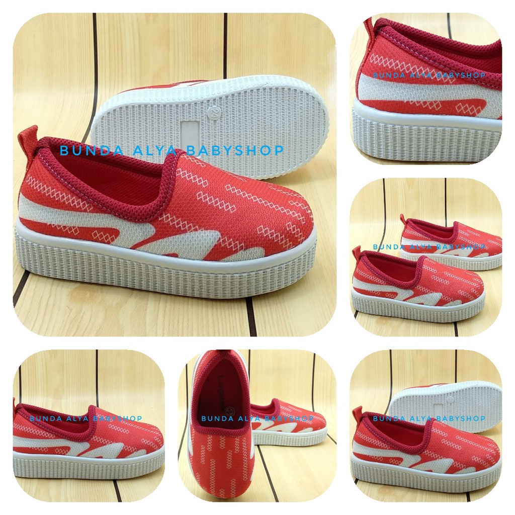 Sepatu Anak Laki Laki Usia 1 2 3 4 5 6 7 Tahun Size 22 - 34 MERAH - Sepatu Anak Slip On Alas Karet Anti Licin