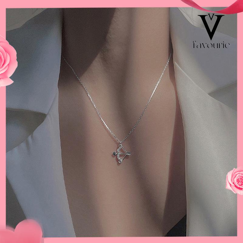 [COD]Eros Cupid's Arrow Flash Berlian Klavikula Rantai Liontin Temperamen Cahaya Mewah Busur Panah Kalung-FA