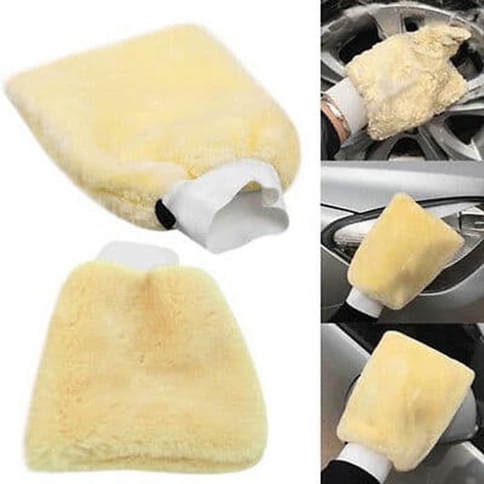 Sarung Tangan WOOL Kain Lap Cuci Mobil Polish Microfiber Motor Wash Mitt