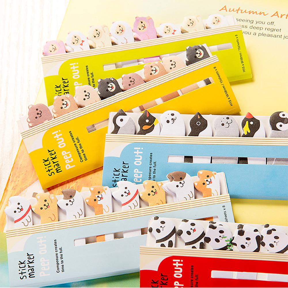 [Elegan] Memo Pad Kreatif Perlengkapan Sekolah Planner Stiker Scrapbooking Kartun Hewan Kertas Catatan Sticky Notes