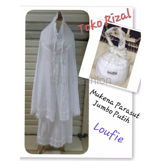 mukena parasut parasit jumbo khusus putih loufie