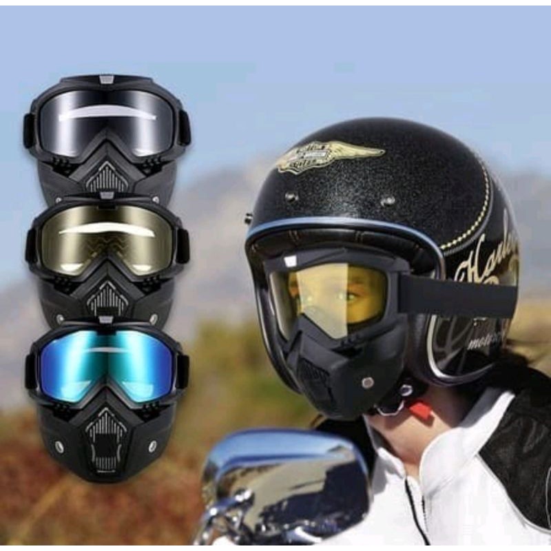 Goggle MaskHelmBerkendara Goggles Kaca Mata Helm TopengHelm