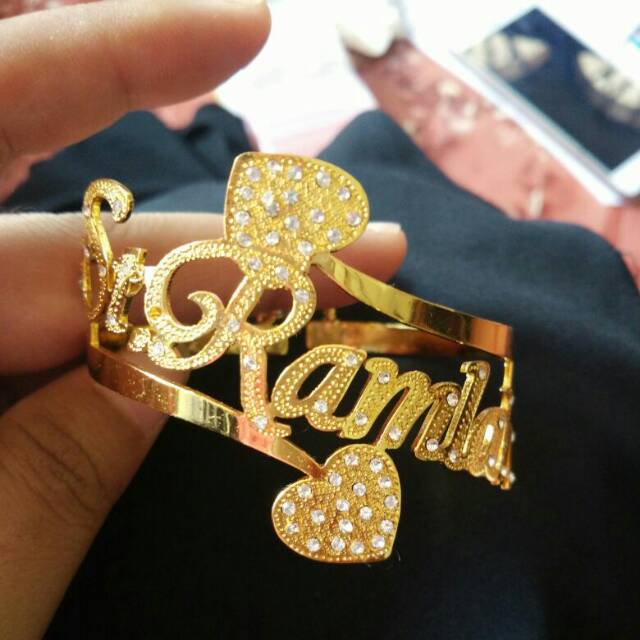 Gelang Nama Hits Perhiasan Nama TITANIUM LAPIS EMAS MURNI ( Produk Terlaris Shopee)