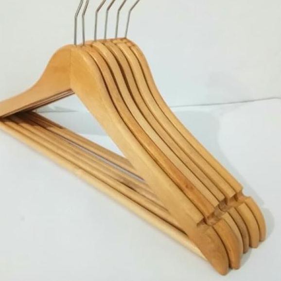 BMRNG Gantungan  Baju  Hanger Kayu  set isi 8 kayu  alami 